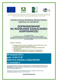 Zaproszenie na szkolenie dot. rozwijania działalności gospodarczej