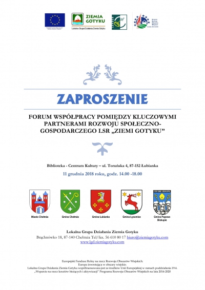 Zaproszenie na Forum współpracy pomiędzy kluczowymi partnerami rozwoju społeczno-gospodarczego LSR