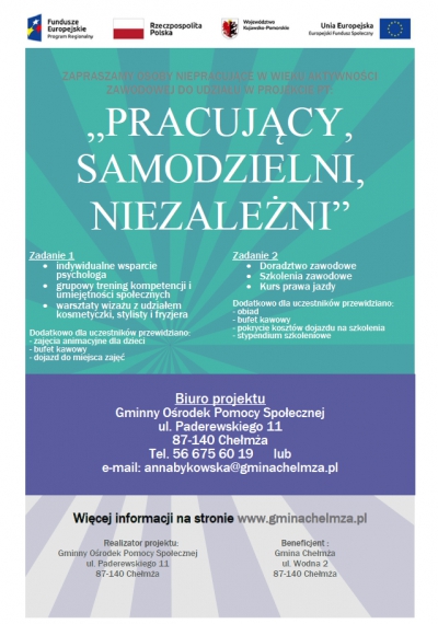 Ruszył projekt ,,PRACUJĄCY, SAMODZIELNI, NIEZALEŻNI”