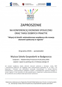 Zaproszenie na konferencję ekonomii społecznej