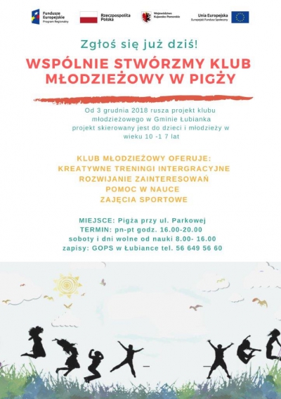 Nabór uczestników do klubu młodzieżowego w Pigży !